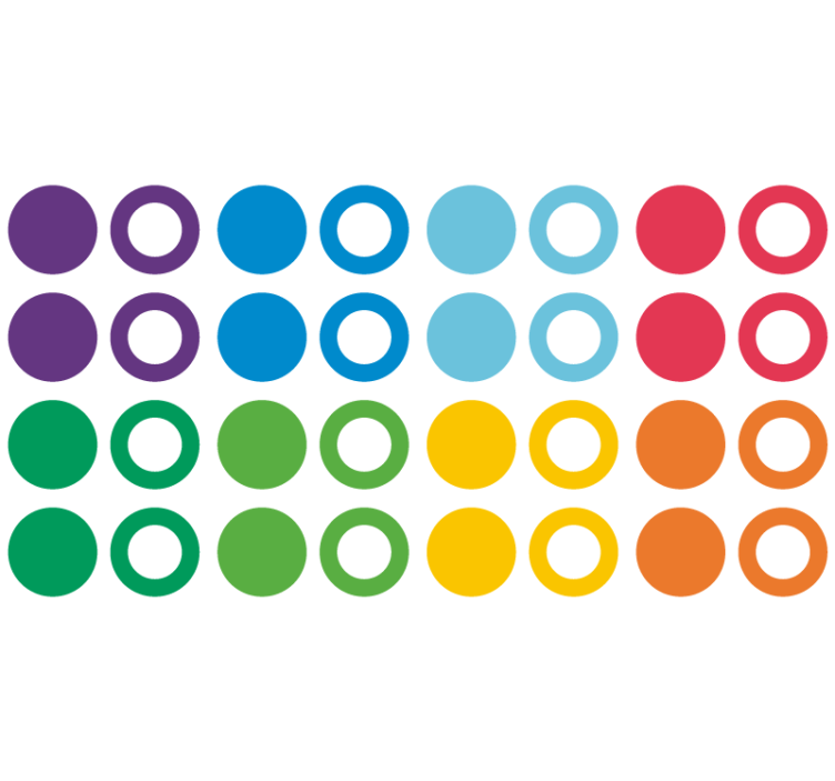 Papier peint géométrique cercles aux couleurs arc-en-ciel - TenStickers