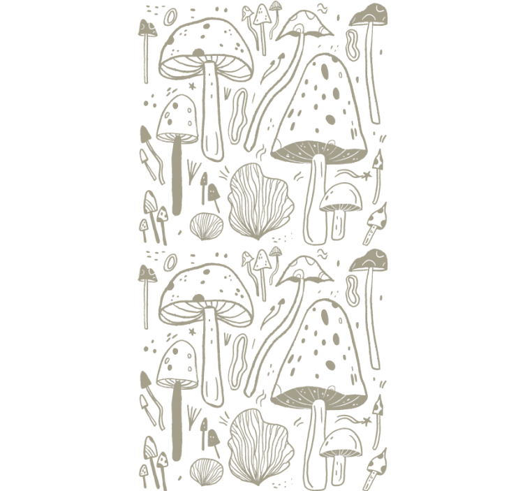 Papier peint nature motif champignons beiges - TenStickers