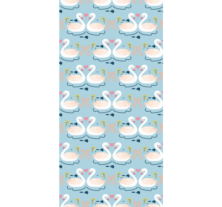 Papier peint nature motif de cygnes amoureux sur fond bleu - TenStickers