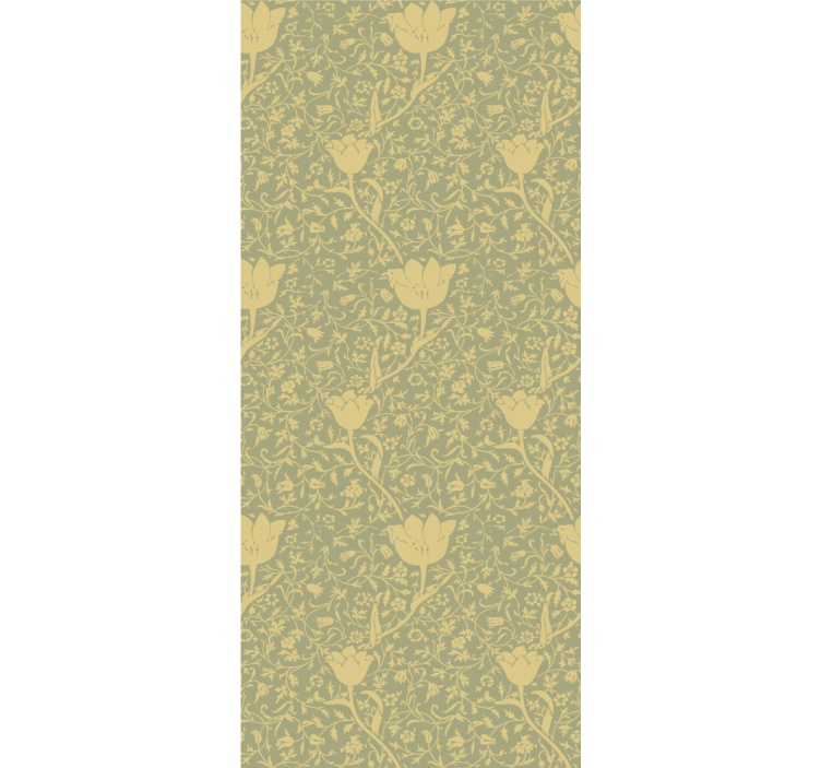 Papier peint nature motif floral subtil or et vert - TenStickers