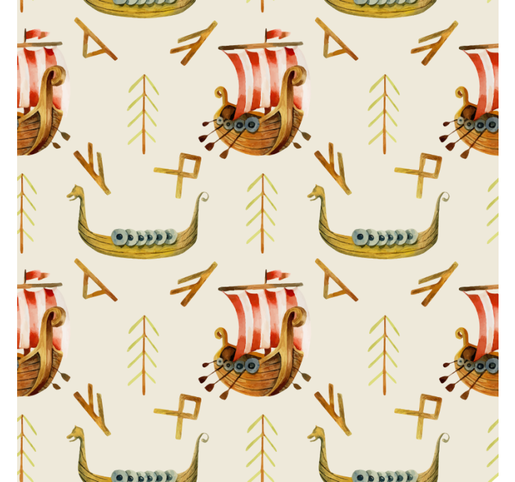 Papier peint nature motif de drakkar viking - TenStickers