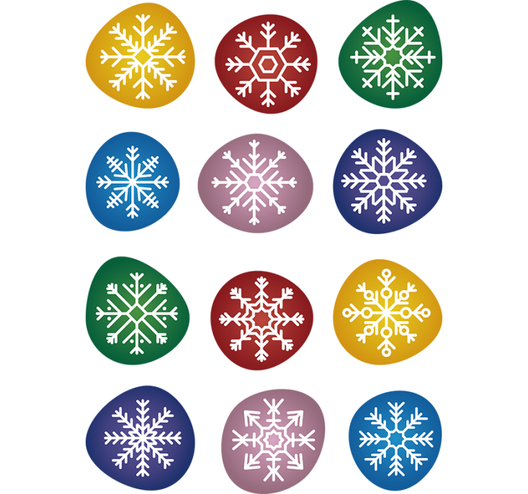 Papier peint noel flocons de neige colorés - TenStickers