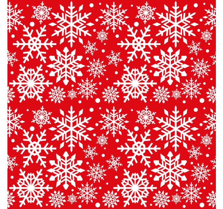 Papier peint noel flocons de neige rouges - TenStickers