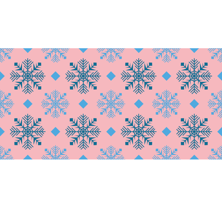 Papier peint noel motif flocons rose et bleu - TenStickers