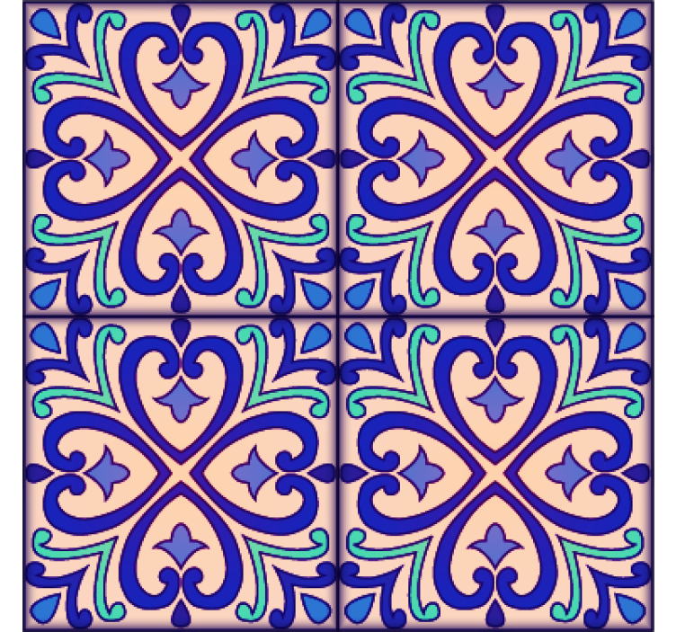 Papier peint carrelage fleurs de talavera - TenStickers