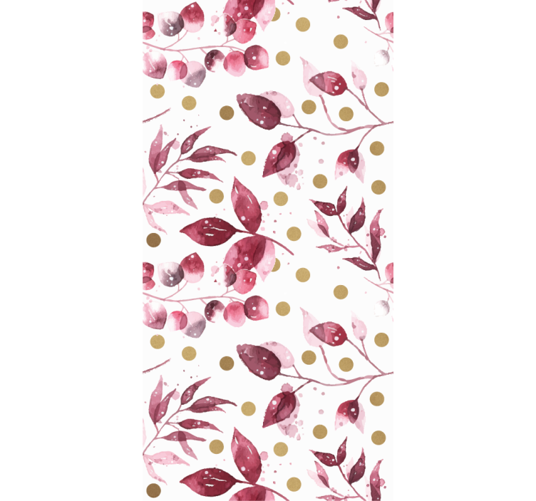 Papier peint chambre feuilles bordeaux avec points dorés - TenStickers