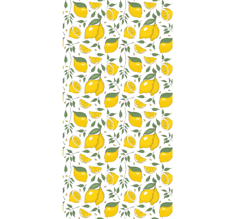 Papier peint chambre citrons et fleurs crème - TenStickers