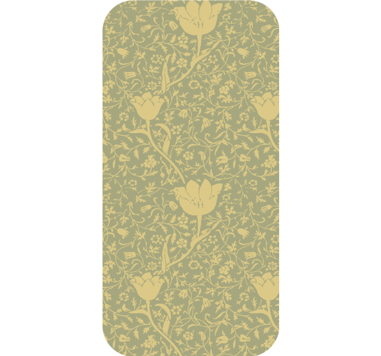 Papier peint ornemental motif floral subtil or et vert - TenStickers