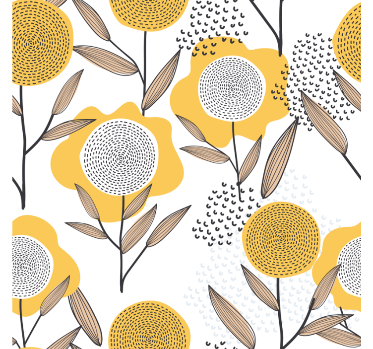 Papier peint salon motif floral abstrait jaune - TenStickers