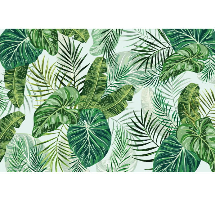 Papier peint jungle grandes feuilles vertes - TenStickers