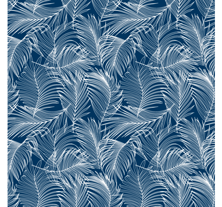 Papier peint feuilles bleues avec contour blanc - TenStickers