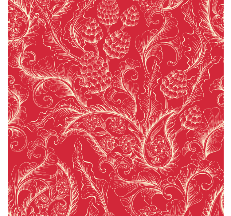 Papier peint fleurs illustration paisley rouge - TenStickers