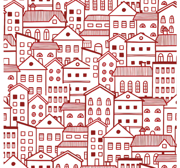Papier peint motif effet bande dessinée ville moderne - TenStickers