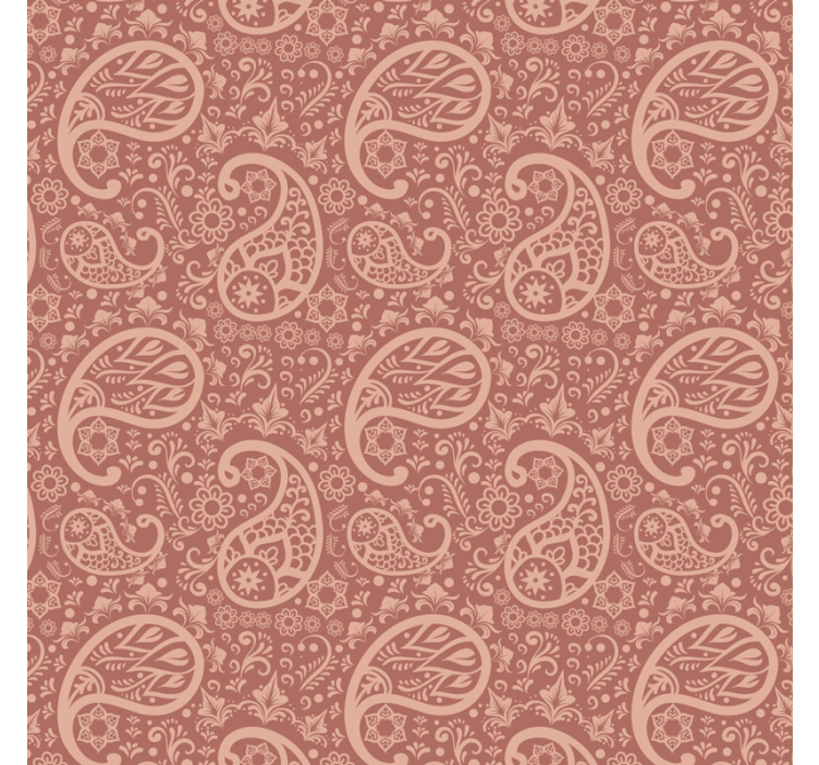 Papier peint fleurs motif paisley chaleureux - TenStickers