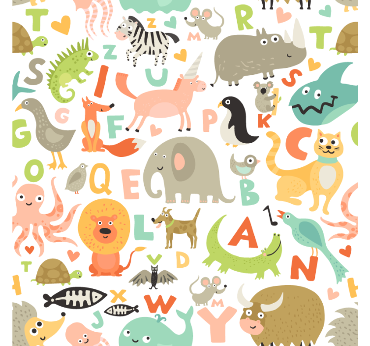 Papier peint animaux enfants avec lettres de l'alphabet - TenStickers