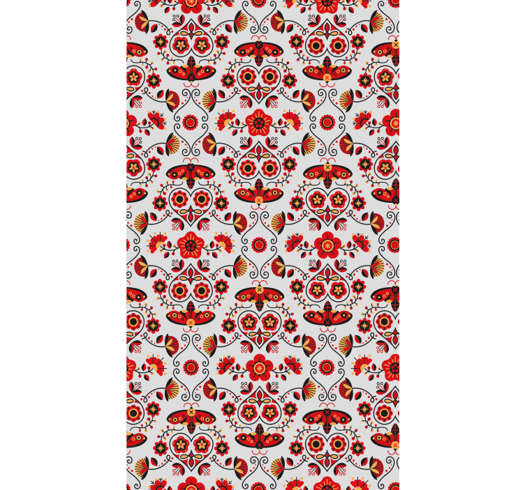 Papier peint chambre motif folklorique rouge de pologne - TenStickers