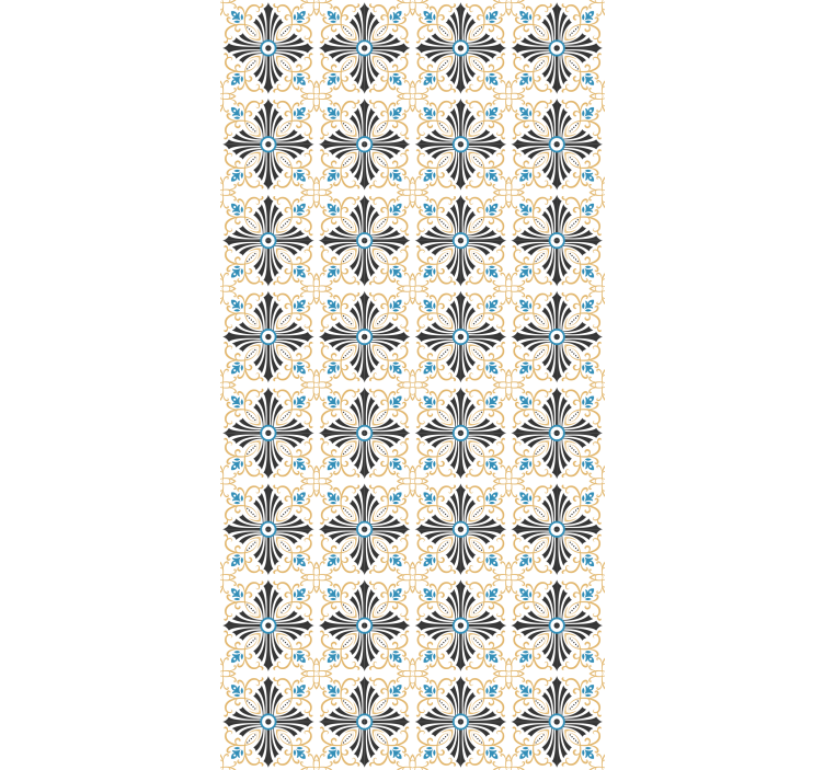 Papier peint chambre carreaux botaniques rétro - TenStickers