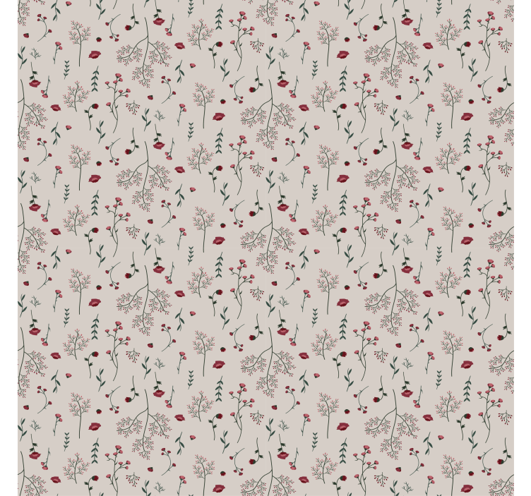 Papier peint motif floral rouge minimaliste - TenStickers