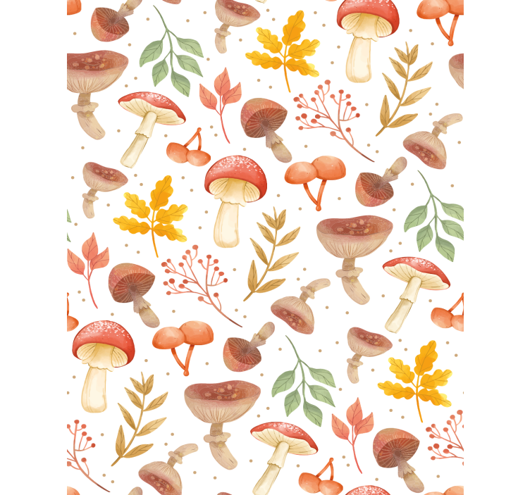 Papier peint motif champignons peints à la main - TenStickers