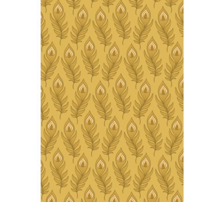 Papier peint animaux dinde florale bleue et fleurs dorées - TenStickers