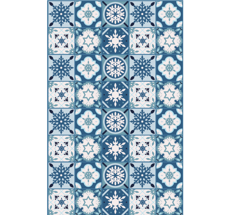 Papier peint noël carreaux de flocons bleus - TenStickers