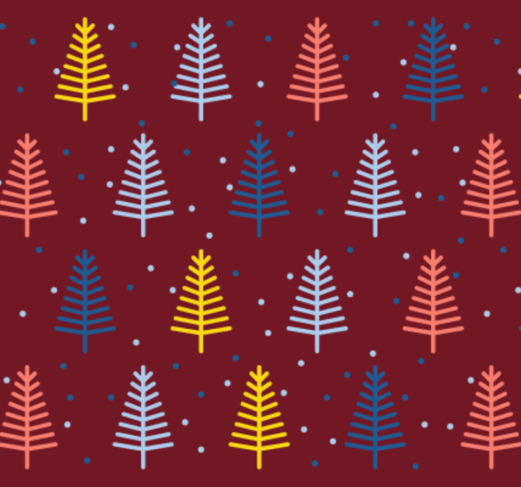 Papier peint noel motif arbres rouges - TenStickers