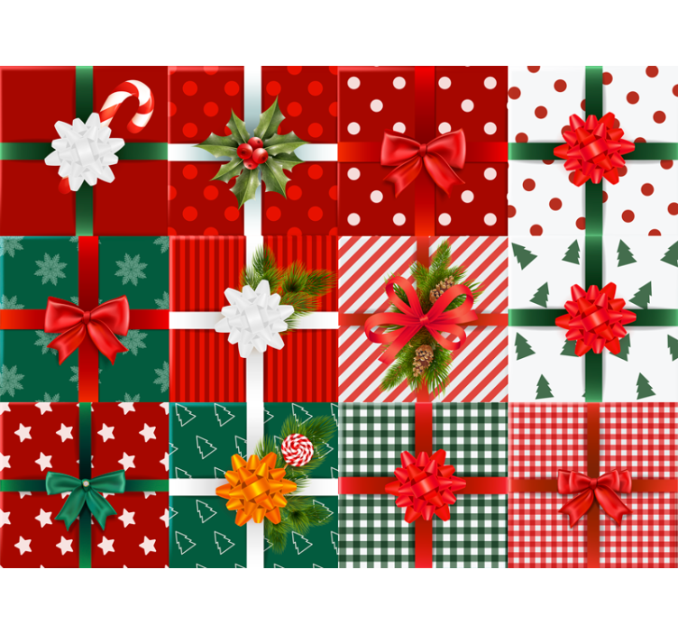 Papier peint noel motifs de cadeaux festifs - TenStickers