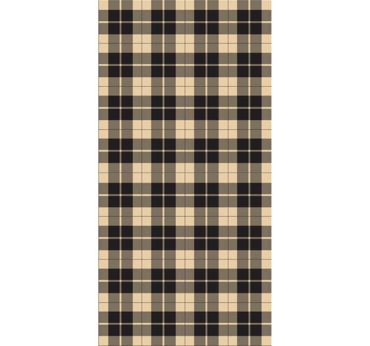 Papier peint couloir carrés beiges à motifs et lignes noires - TenStickers