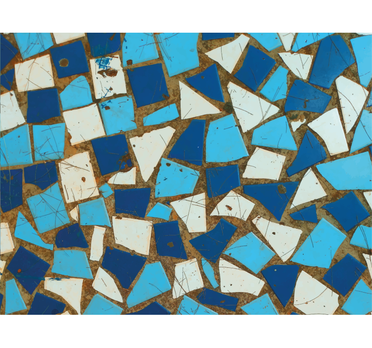 Papier peint couloir motif mosaïque bleue géométrique - TenStickers