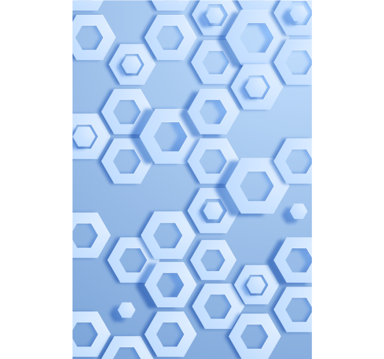 Papier peint géométrique motif hexagonal bleu - TenStickers