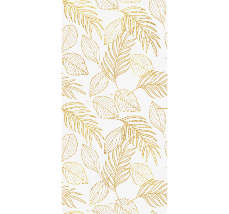 Papier peint nature blanc avec feuilles dorées - TenStickers