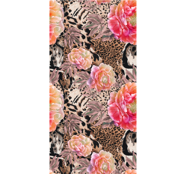 Papier peint nature peau de léopard florale - TenStickers