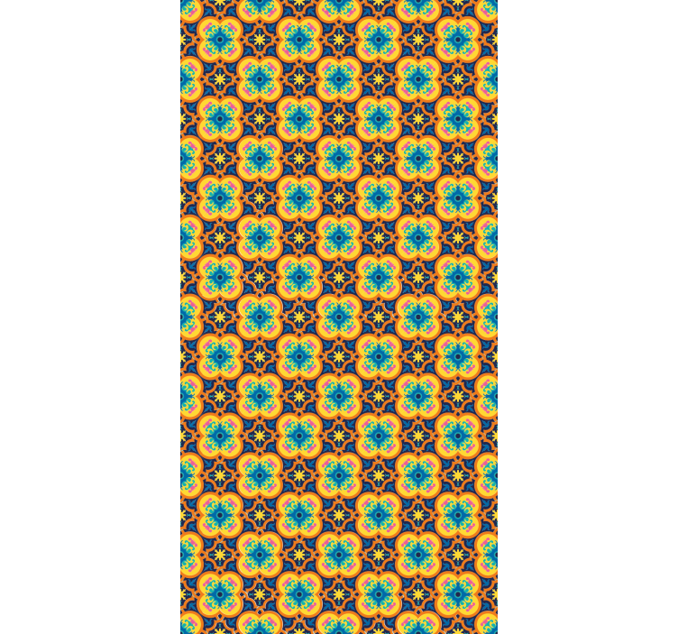 Papier peint autres textures motif boho bleu et jaune - TenStickers