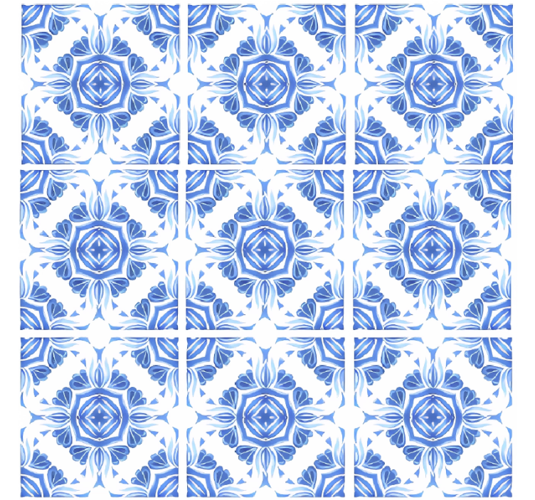 Papier peint imitation pierres motif bleu classique - TenStickers