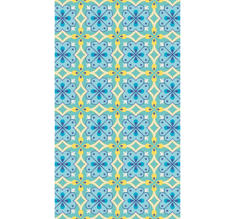 Papier peint carrelage éléments fleuris - TenStickers
