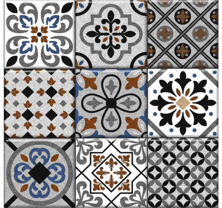 Papier peint carrelage design marocain foncé - TenStickers