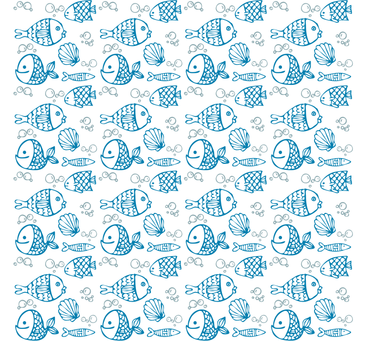 Papier peint chambre enfant poissons bleus sur fond blanc - TenStickers
