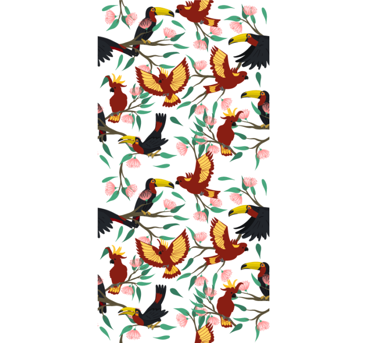 Papier peint chambre enfant perroquets et toucans - TenStickers