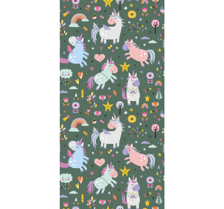 Papier peint chambre enfant motifs de licornes fantasy - TenStickers