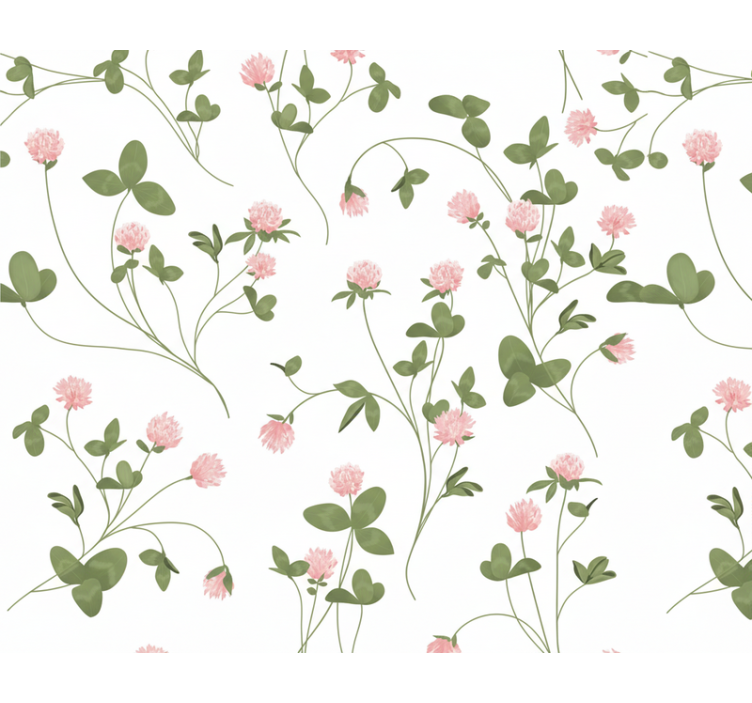 Papier peint salon trèfle rose délicat - TenStickers
