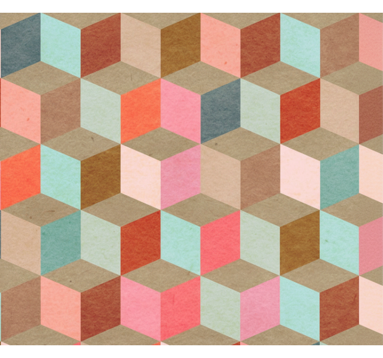 Papier peint salon motif géométrique pastel kraft - TenStickers