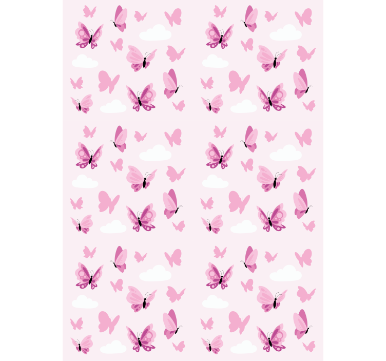Papier peint papillon rose et nuages flottants - TenStickers