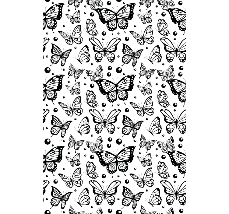 Papier peint papillon monochrome papillons et pois - TenStickers