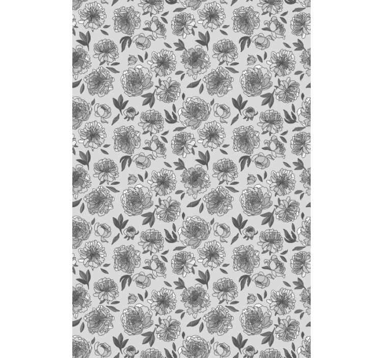 Papier peint couloir motif pivoine monochrome - TenStickers