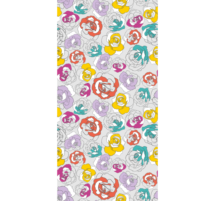 Papier peint couloir motif de roses colorées - TenStickers