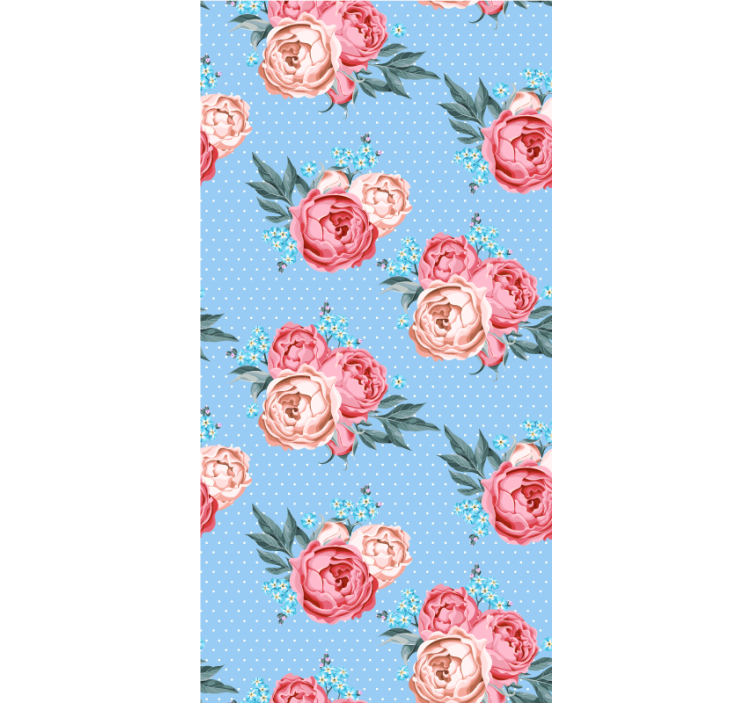 Papier peint couloir roses roses bleues en fleurs - TenStickers