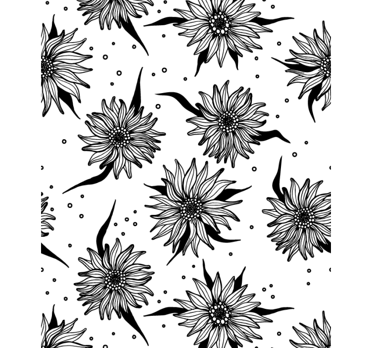 Papier peint couloir tournesols noirs et blancs - TenStickers