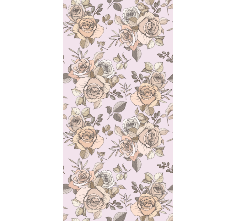 Papier peint couloir motif de roses élégantes - TenStickers