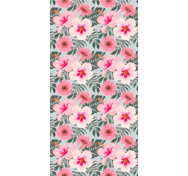 Papier peint couloir hibiscus et fleurs - TenStickers