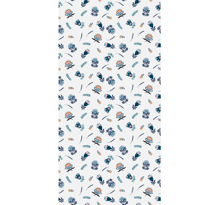 Papier peint couloir motif art populaire bleu - TenStickers